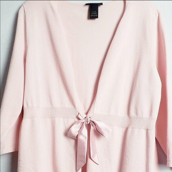 Lane Bryant 3/4 Sleeve Tie Up Pink Sweater - Picture 1 of 4
